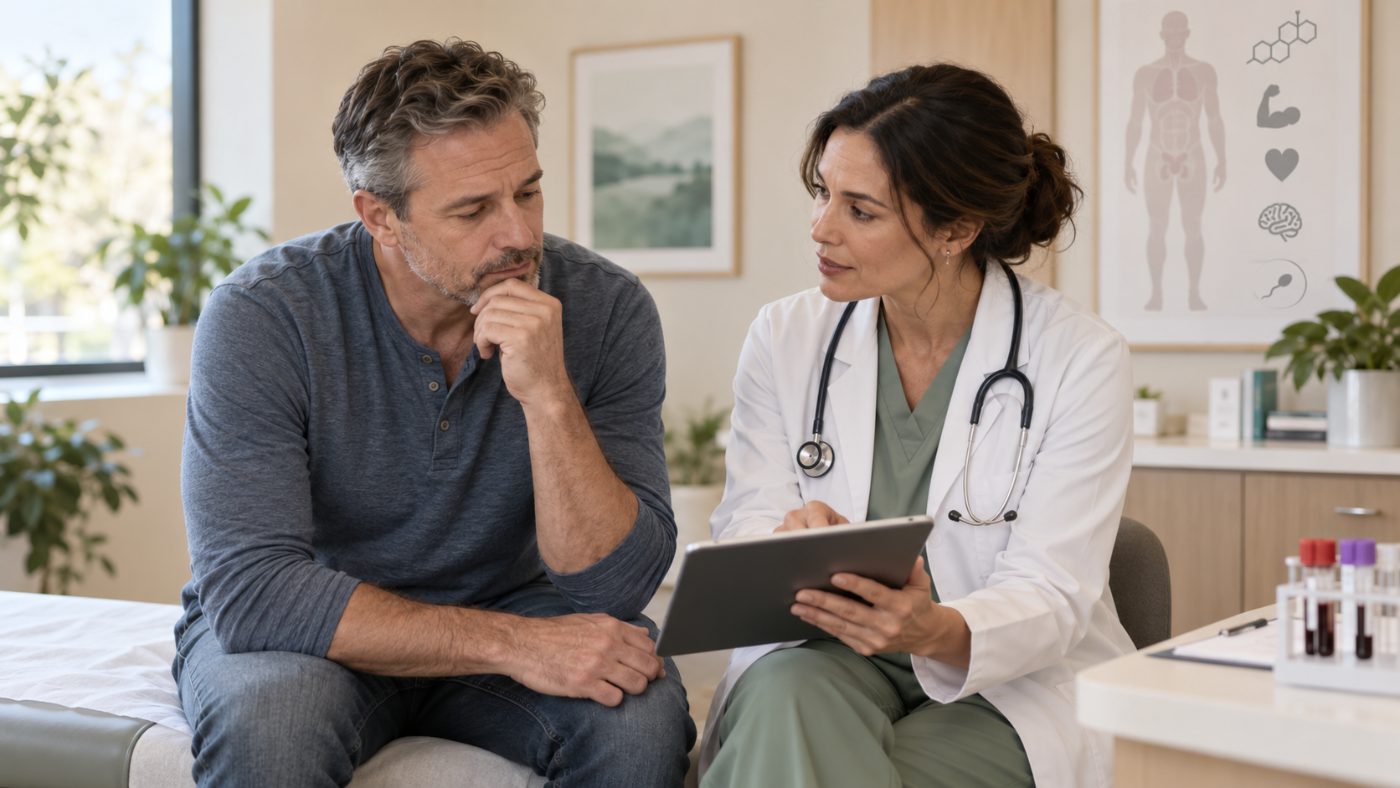 A man in consultation with a physician