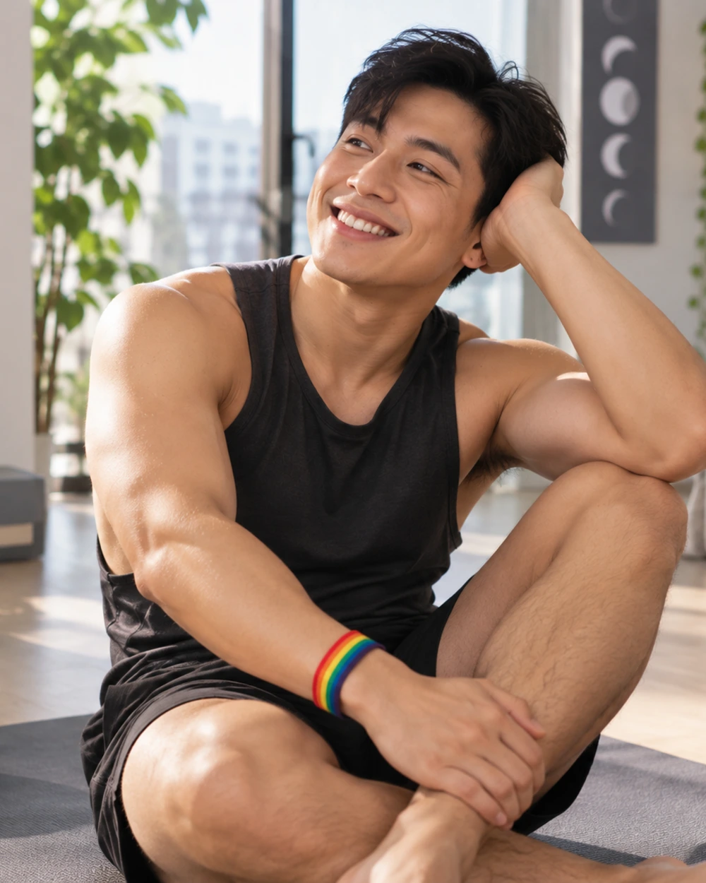 Man resting after a home workout